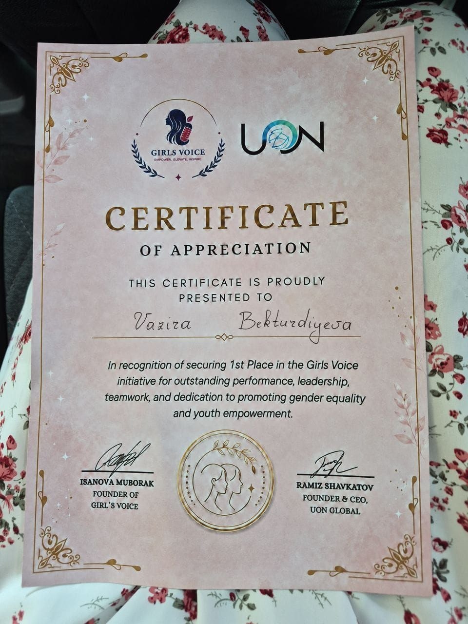 Girls Voice certificate