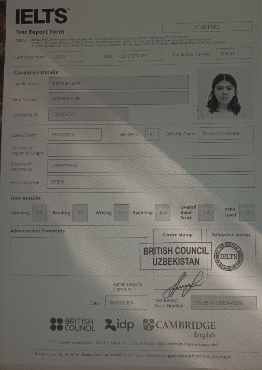 IELTS certificate